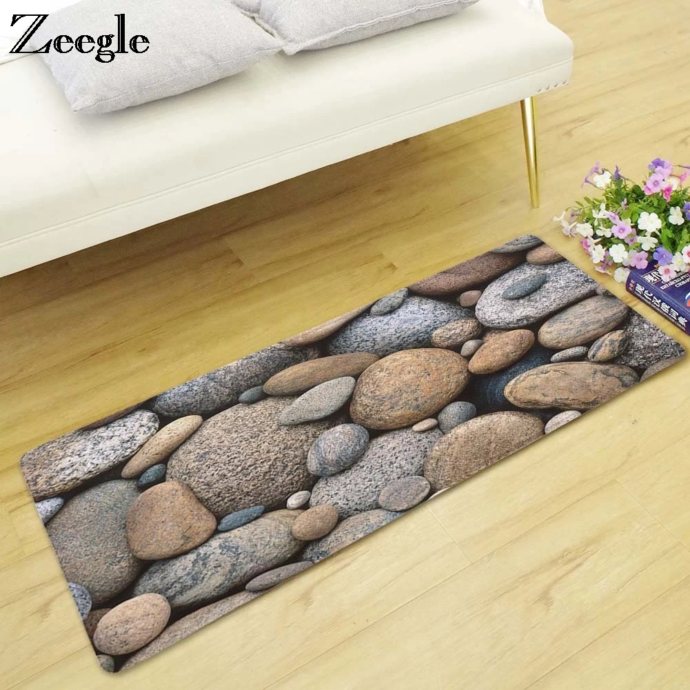 Zeegle 3D печатных каменные ковровые покрытия прямоугольник Кухня ковры коврики для