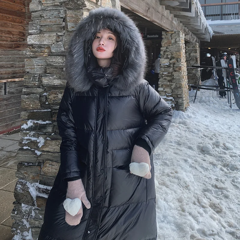 Женское пальто, зимнее, новое, яркое, корейское, темпераментное, длинное, до колена, хлопок, свободное, толстое, дикое, модное, для отдыха, куртка Z125