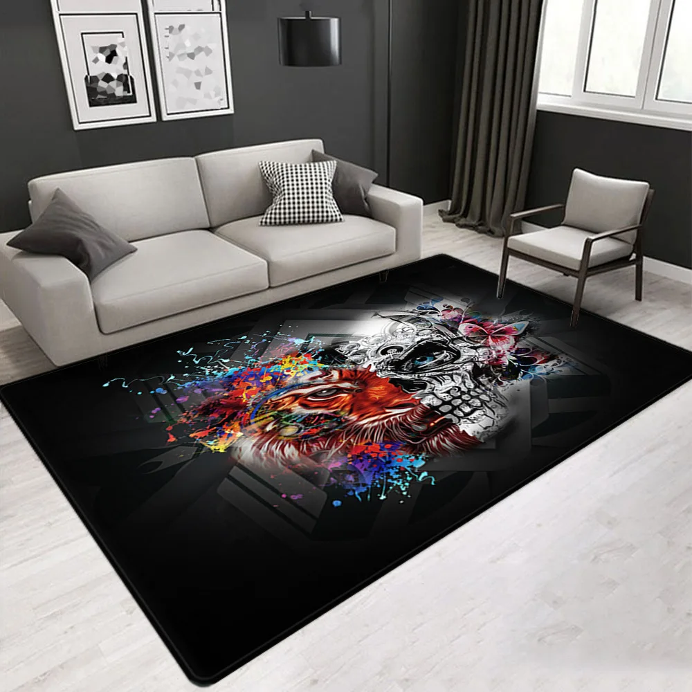 Colorful Skull 3D Printed Large Carpets for Living Room Bedroom Area Rugs Modern Anti-slip Floor Mat Halloween Home Decor Carpet