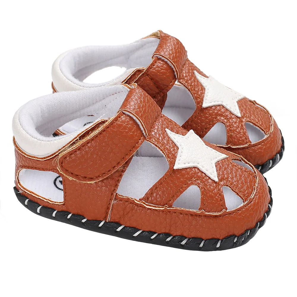 Summer Baby Soft Bottom Shoes Boys Girls Sailor Breathable Sandals Baby Toe Cap Covering Boys PU Leather Sneakers