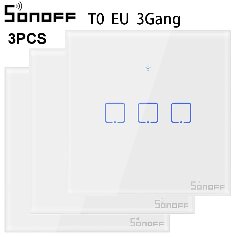 3PCS 3 Gang 1/3 шт SONOFF T0 EU TX-Series WiFi умный переключатель домашней автоматизации WiFi Настенные переключатели совместимы с EWelink Google Home Alexa - Комплект: 3PCS 3 Gang