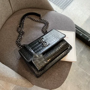 

Crocodile Bag Women's New Style for Autumn and Winter Ins Shoulder Chain Bag Sling Bag