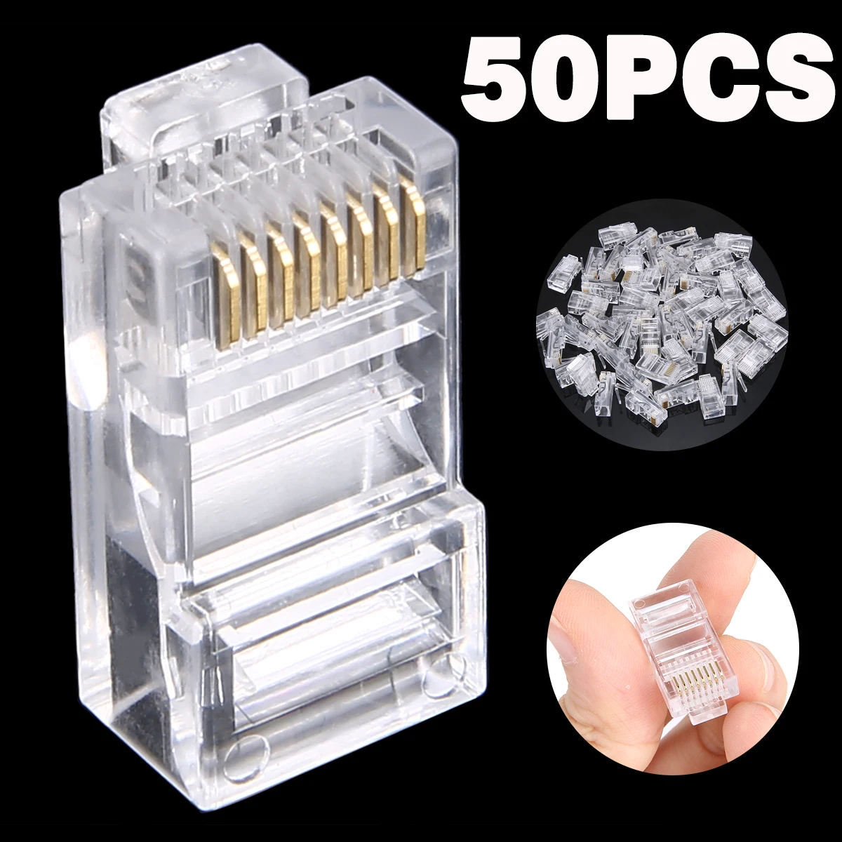 50 шт. RJ45 Cat5E Cat6 обжимной модульный Ethernet сетевой соединитель кабеля удлинитель Разъем электрическое оборудование разъемы