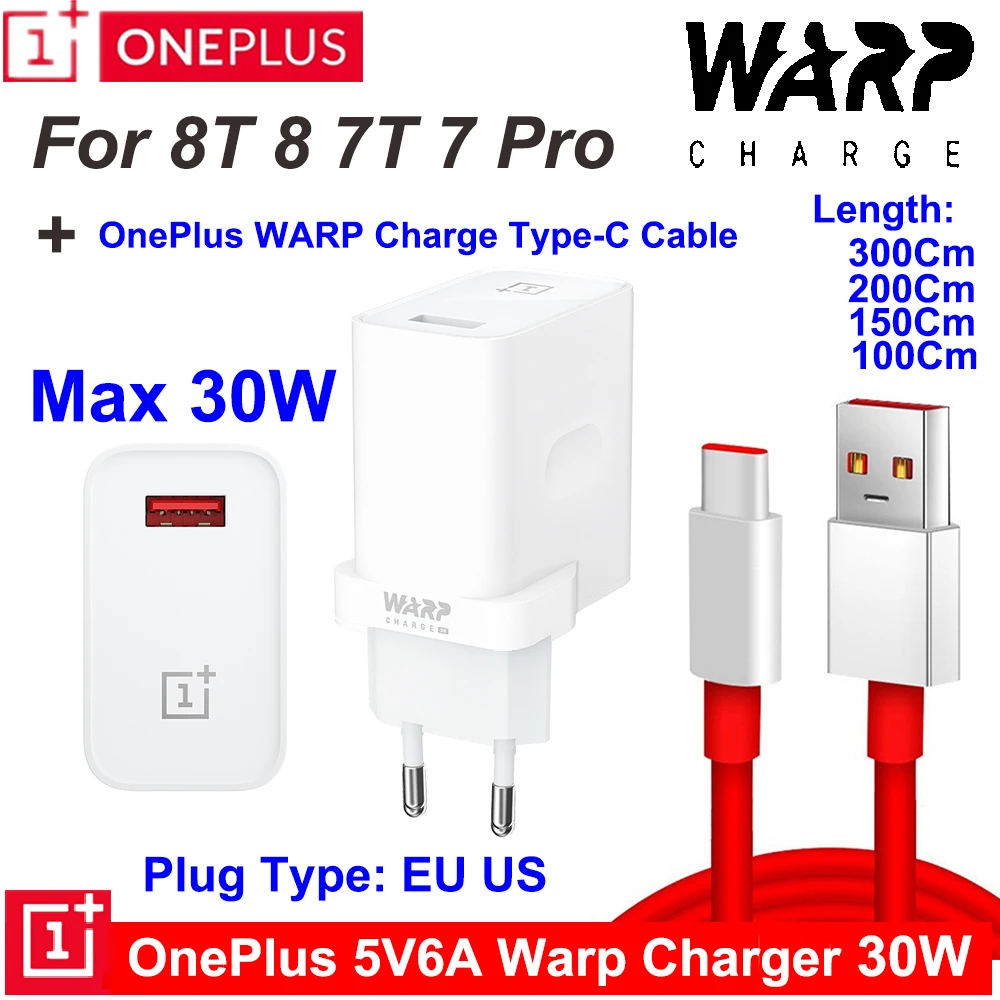Зарядное устройство OnePlus 7T Warp 5 в 6 А оригинальное зарядное для 8 8Pro 8T Pro 7 6T Cable 6A |