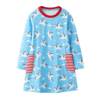 

Girl Dress New Autumn Girl Party Dress Cartoon Print Elegant Child Girl Princess Dress Cotton Long Sleeve kids clothes 2- 6 Year