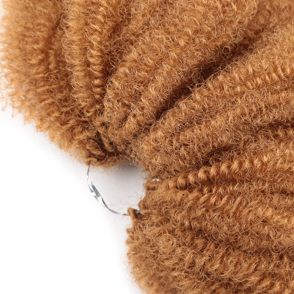 8inch Afro Kinky Bulk Synthetic Marley Braids Twist Braiding Hair Crochet Hair Extensions Soft Curly Golden Beauty