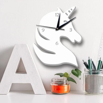 

Nordic Unicorn Mirror Wall Clocks Living Room Background Family Decoration Accessories Modern Wall Clocks