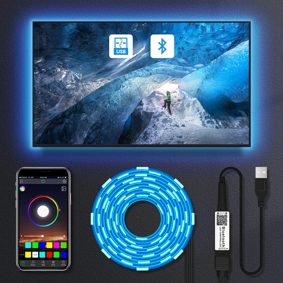 Best Buy Light USB Led-Strip Rgb Tape Tv-Backlight-Screen Music-Sync Bluetooth-App Room/Desk  aKwjMmaMbNw