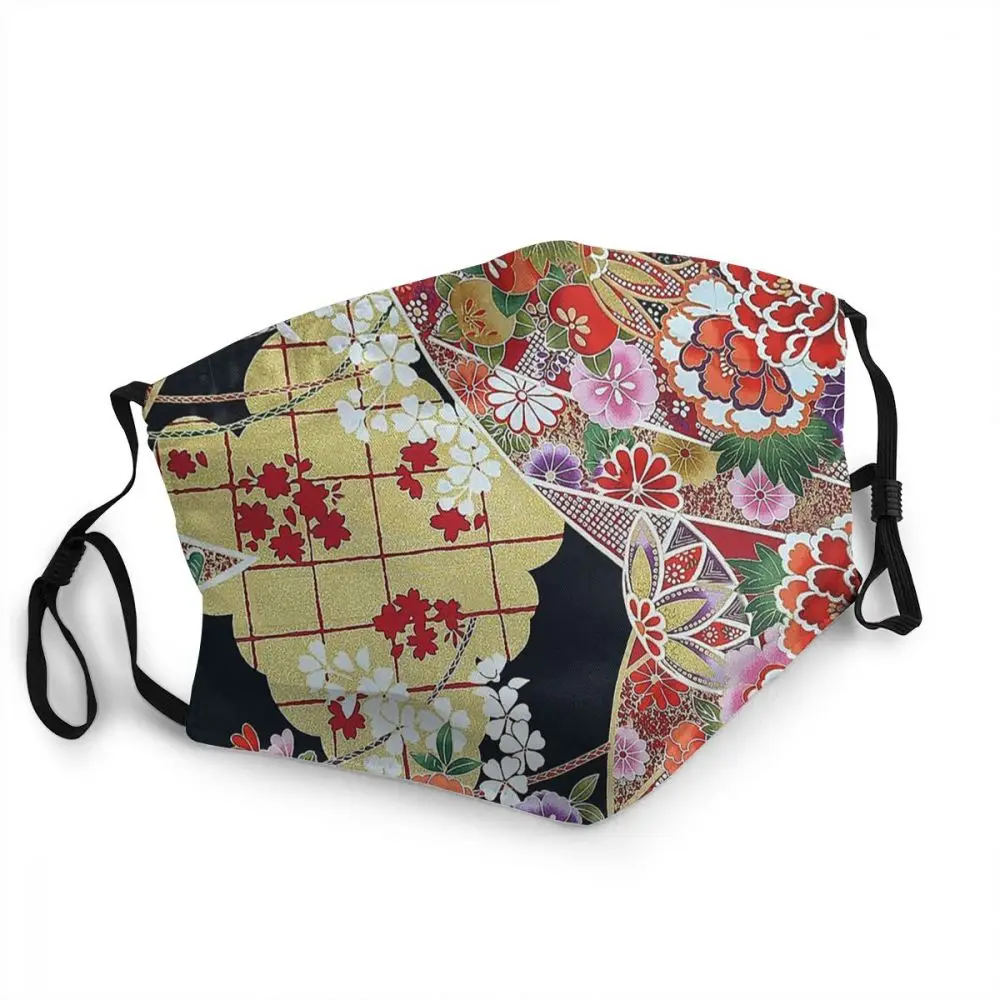 Japanese Peonies Kimono Floral Non-Disposable Mouth Face Mask Anti Haze Dust Protection Cover Respirator Muffle | Красота и здоровье