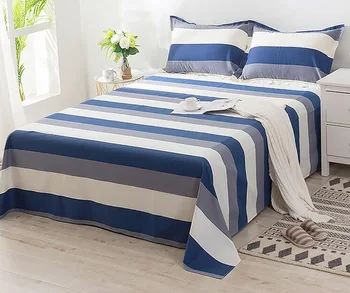 

1pc Strips Design Bed Sheet Flat Sheet Eco Printing Sheet Bed Cover 100% Cotton