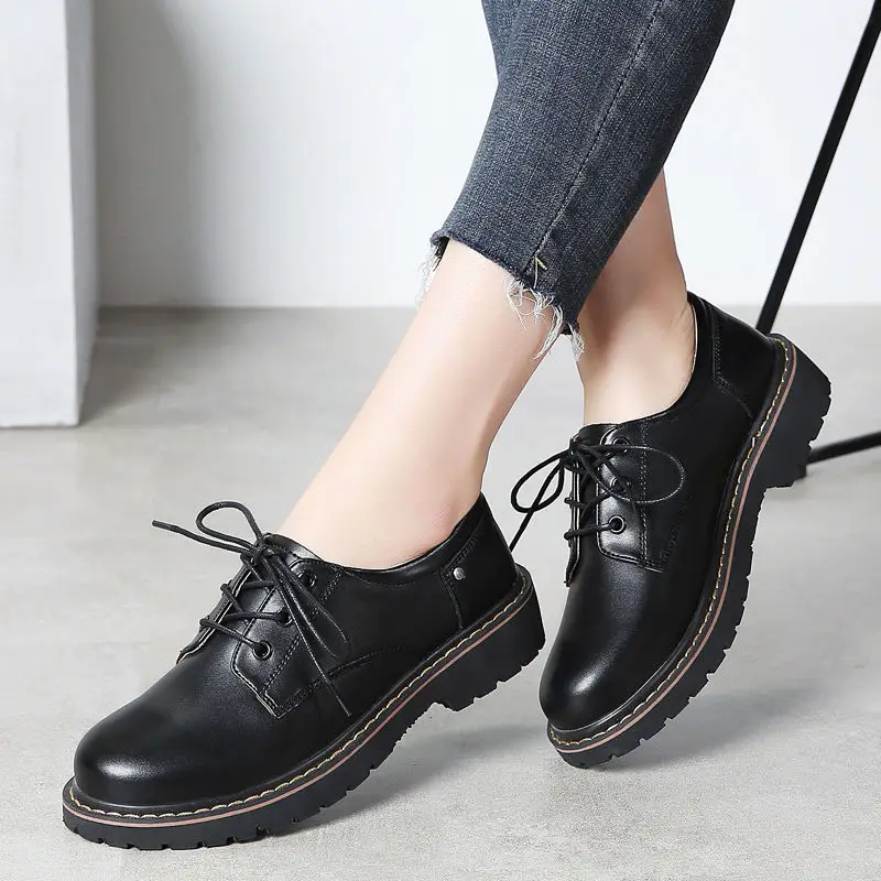 High Quality Black Lolita Shoes, Women's Oxford Shoes, Extra Large 43, Mary Jane Leather, School Shoes for Teenagers and Girls