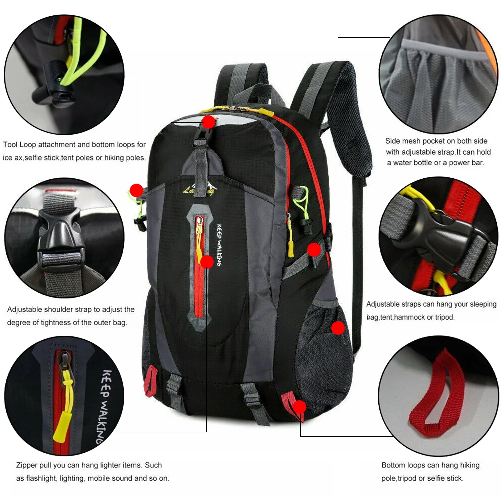 40л сумки для активного отдыха, спортивный рюкзак для путешествий, альпинизма, кемпинга, походов, походов, рюкзак для путешествий, водонепроницаемые велосипедные сумки на плечо