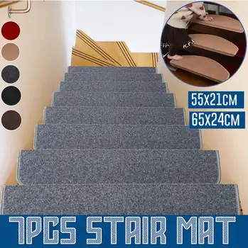 

7pcs/Set 55x21cm/65x24cm Self-adhesive Stair Pads Anti-slip Rugs Carpet Mat Sticky Bottom Repeatedly-use Safety Pad Mat for Home