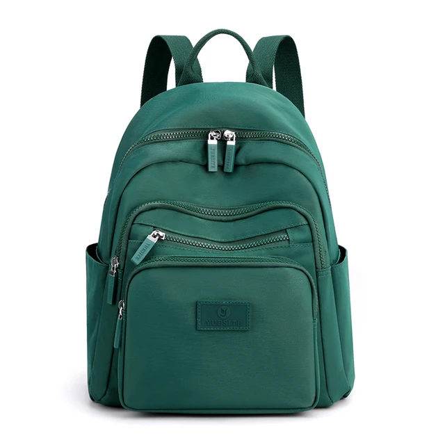 2021 New Dark Green Women's Backpack Waterproof Nylon Backpack Student School Bag Suitable For Girls' Small Travel Rucksack 6