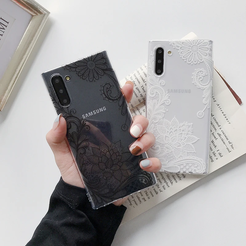 Кружевное платье с цветочным рисунком мягкий чехол для samsung Galaxy Note 10 Pro 9 8 S10 S8 S8 плюс S7 край A6 A8 A9 A7 A10 A10S A20 A30 A50 A70 Coque