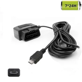 

Universal OBD Power Cable for Dash Camera,24 Hours Surveillance/Acc Mode with Switch Button(Micro USB Port)