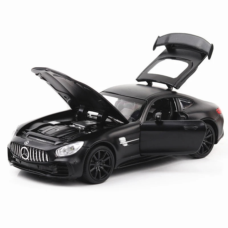 Сплав 1/32 Mercedes-Benz AMG GT R литой звук и светильник черный супер роскошный автомобиль модель игрушки и отличный подарок для детей - Цвет: Matte Black  no box