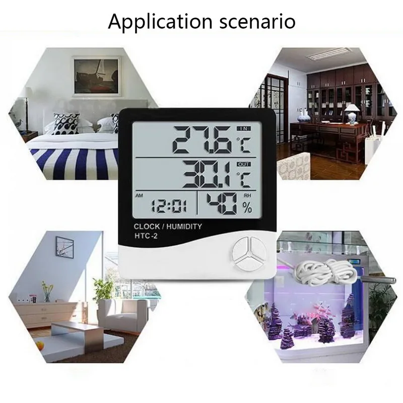 DIDIHOU ЖК-цифровой измеритель температуры и влажности Домашний крытый Открытый гигрометр термометр метеостанция с часами