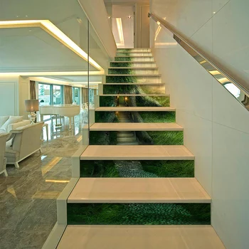 

PVC wallpaper Jungle Fairy tree landscape simple 13 pieces of DIY stair stickers, step stickers, wall stickers