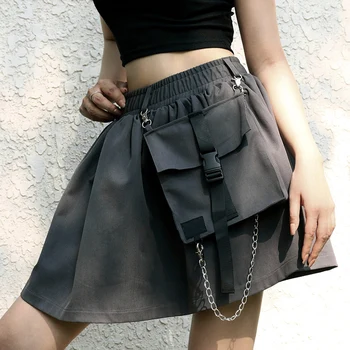 

Women Girl Elastic Waist with Big Pocket Short Skirt for Summer Beach Party H9