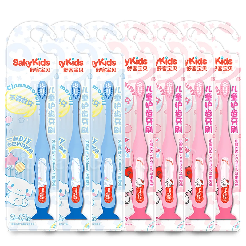

Sakykids Children's Toothbrush 6PCS For Children Aged 2-12 Silk Soft Fur Lovely Cartoon Prevent Tooth Decay Moth Proof Mini Head
