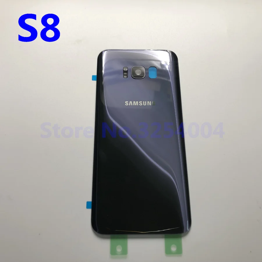 Чехол на заднюю батарейку для samsung Galaxy S8 G950 G950F G950FD Задняя стеклянная крышка корпуса+ клей+ стеклянная рамка для объектива камеры - Цвет: S8 Gray