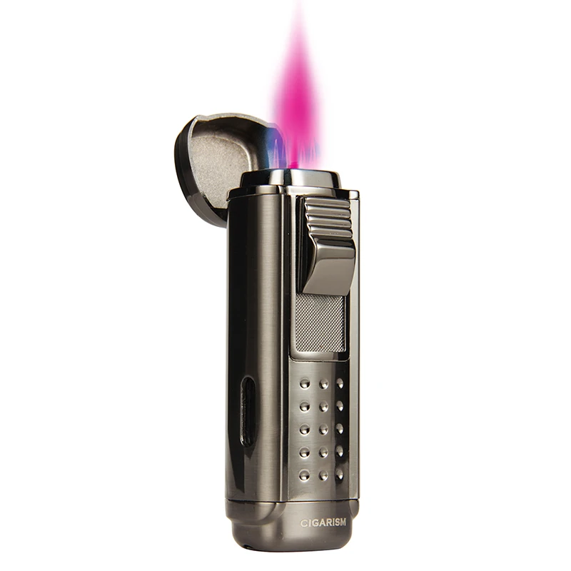 

CIGARISM Black 4 Torch Red Jet Flame Cigar Lighter W/Cigar Punch Adjuster