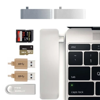 

5 In 1 USB 3.1 Type C Hub Adapter USB 3.0 Ports SD TF Card Reader For MacBook 28GE