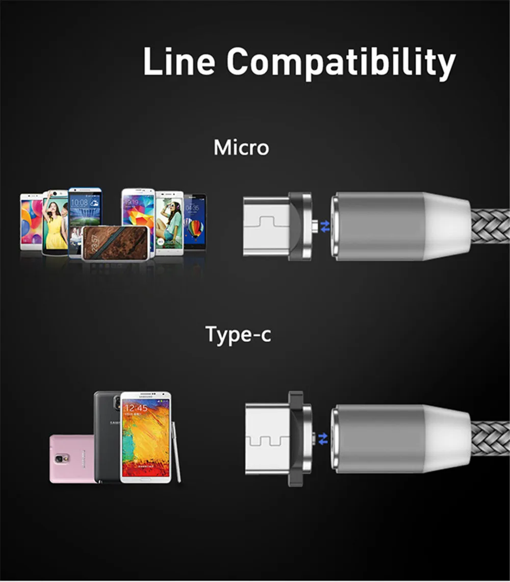 Магнитный usb-кабель для быстрой зарядки смартфона samsung galaxy S10 E S8 S9 Plus a8s a9s C5 C7 C9 Pro J2 J4 A2 Core Grand prime