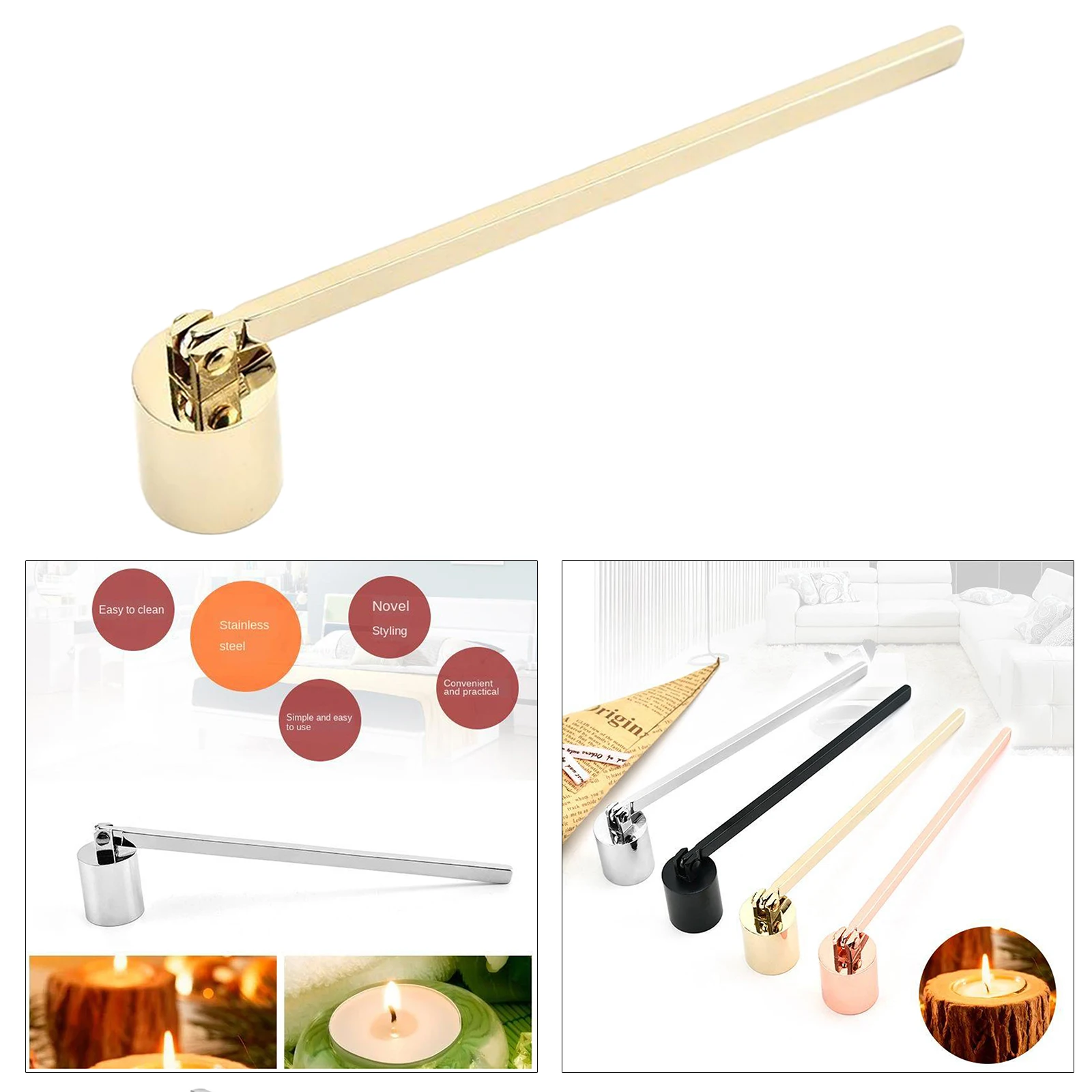 Candle Snuffer Polished Stainless Steel Candle Extinguisher Snuffer 19.3cm candle wick trimmer candle accessories