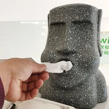 

Newly Moai Napkin Box Innovative Easter Island Moai Design Paper Tissue Box Fun VA88