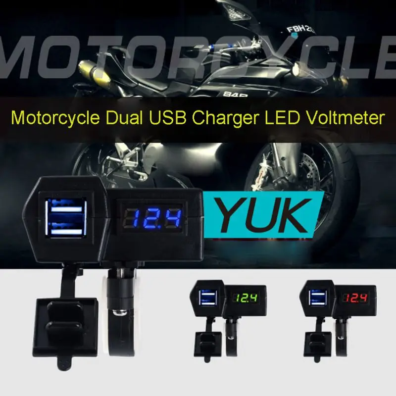 Водонепроницаемый 12V мотоцикл 5V 2.1A двойной USB зарядное устройство для мобильного телефона светодиодный вольтметр