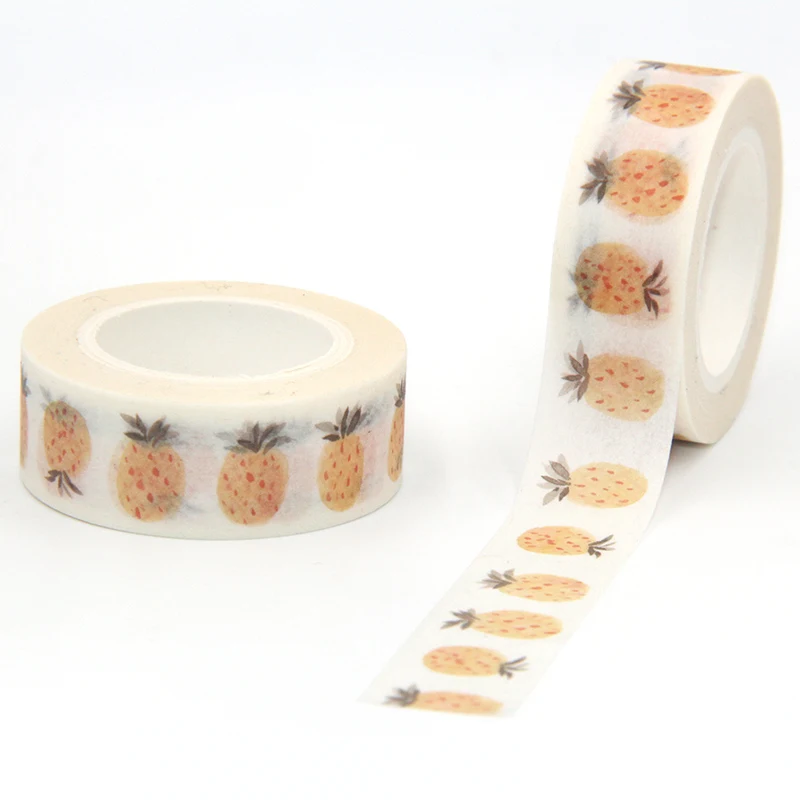 New Arrival 1PC 15MM*10M Cute Fruit Pineapple Washi Tape Wide Sticky Adhesive Scrapbooking Album DIY Decorative Paper | Канцтовары для
