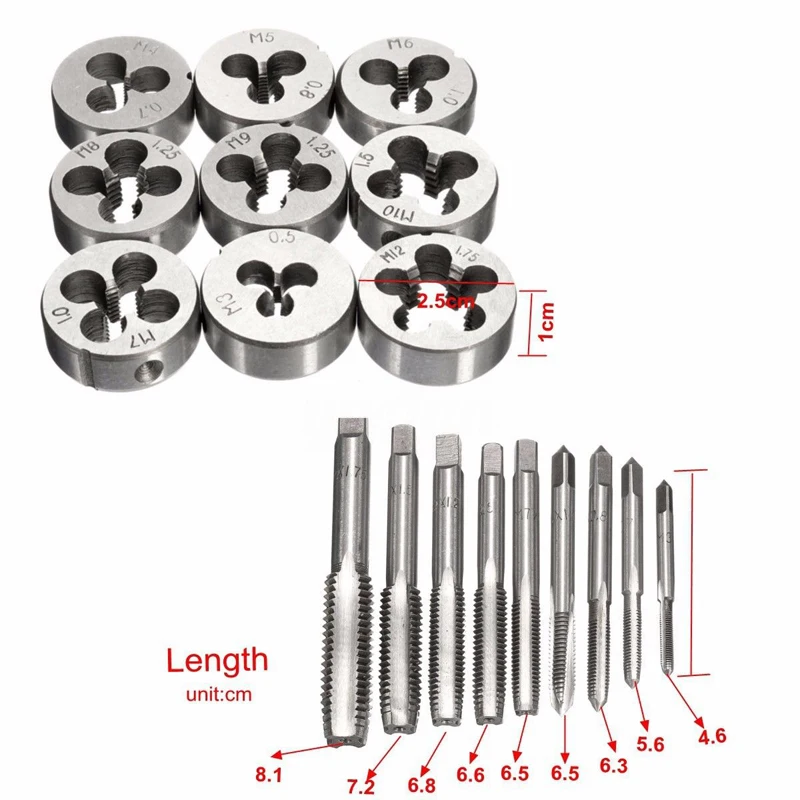 DWZ 20Pcs Threaded Cutting Set M3-M12 Pro Metric Tap Threaded Cutters Tool