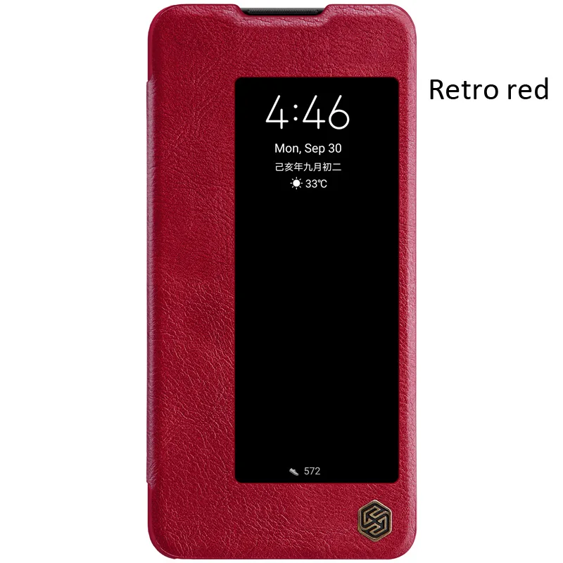 Retro red Кожаный чехол-книжка Nillkin Qin с откидной крышкой для huawei mate 30 Pro Smart Sleep Window - Цвет: Retro red