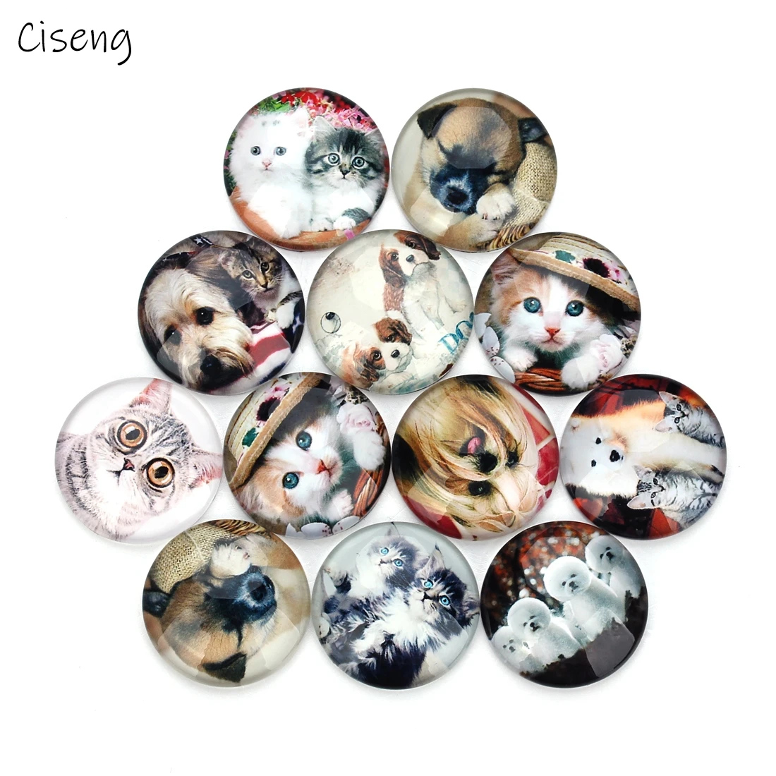 20 шт./лот красочные модные стеклянные кабошоны с фото животных разноцветные для