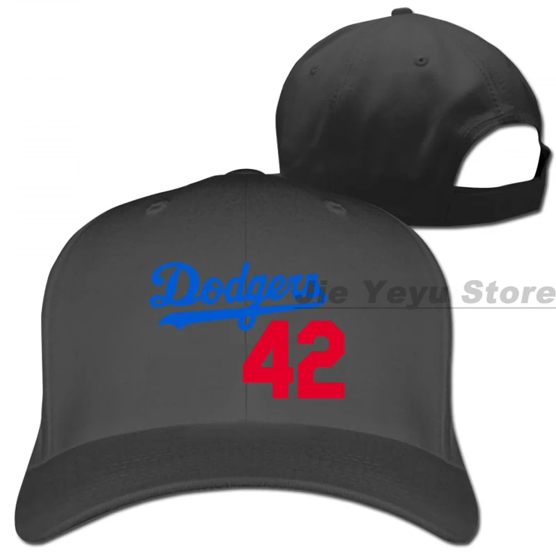Dodgers 42 бейсбольная кепка для мужчин и женщин, Кепка-Дальнобойщик, модная Регулируемая Кепка - Цвет: 1-Black