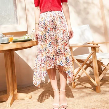 

Floral print women midi skirt slim fashion wild lady skirt 2020 new