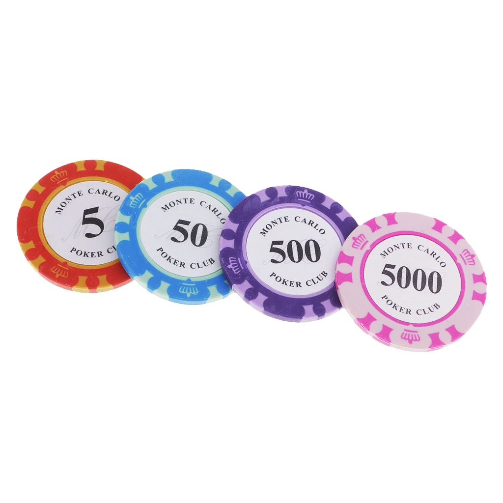 14pcs Poker Chips Gaming Board Game Casino Supplies Texas Hold'em Game Adult Party Games with Denominations