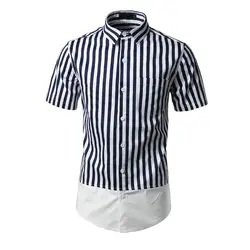 Womail 2019 Новое поступление гавайская рубашка Топ Мода для мужчин s тонкий дизайн полосатая рубашка отложной воротник Топы свободные пляжные