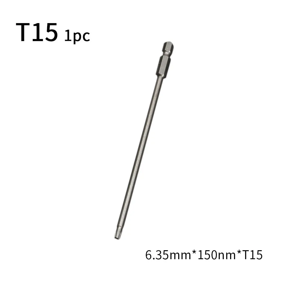 150mm T15 1pc 150 мм отвертка бит S2 сталь Torx Магнитная отвертка Биты для сверл 1/4 шестигранный хвостовик Сверло destorador ADOR Brocas Bitset - Цвет: 150mm T15 1pc