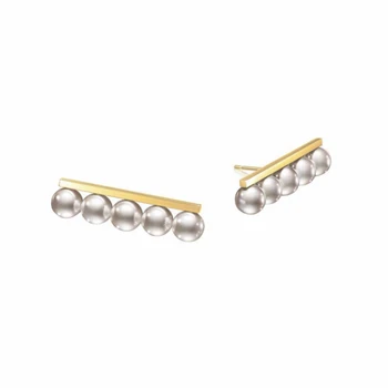 

Balance Beam Style Simple Plus Earrings Japanese and Korean Row of 5 Pearl Earrings