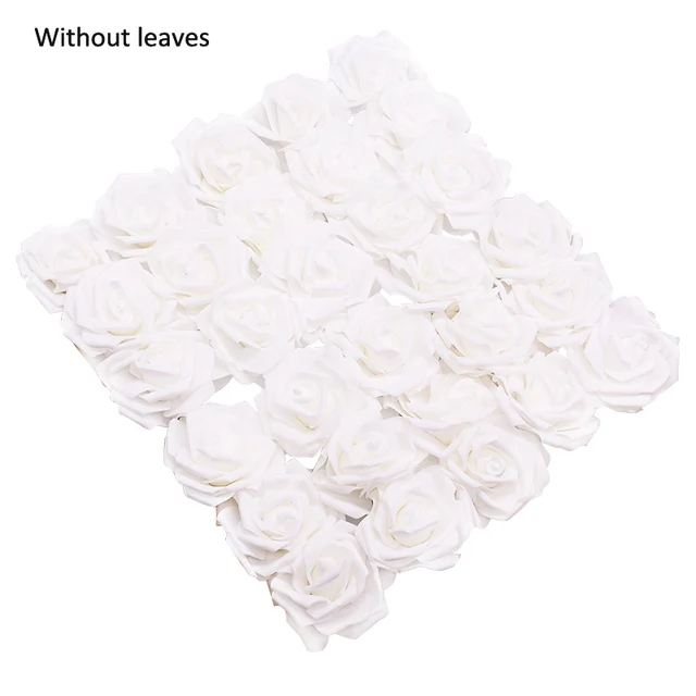 10/20/30 Heads 8CM Artificial PE Foam Rose Flowers Bride Bouquet Flower For Wedding Party Decorative Scrapbooking DIY Flower F01 White