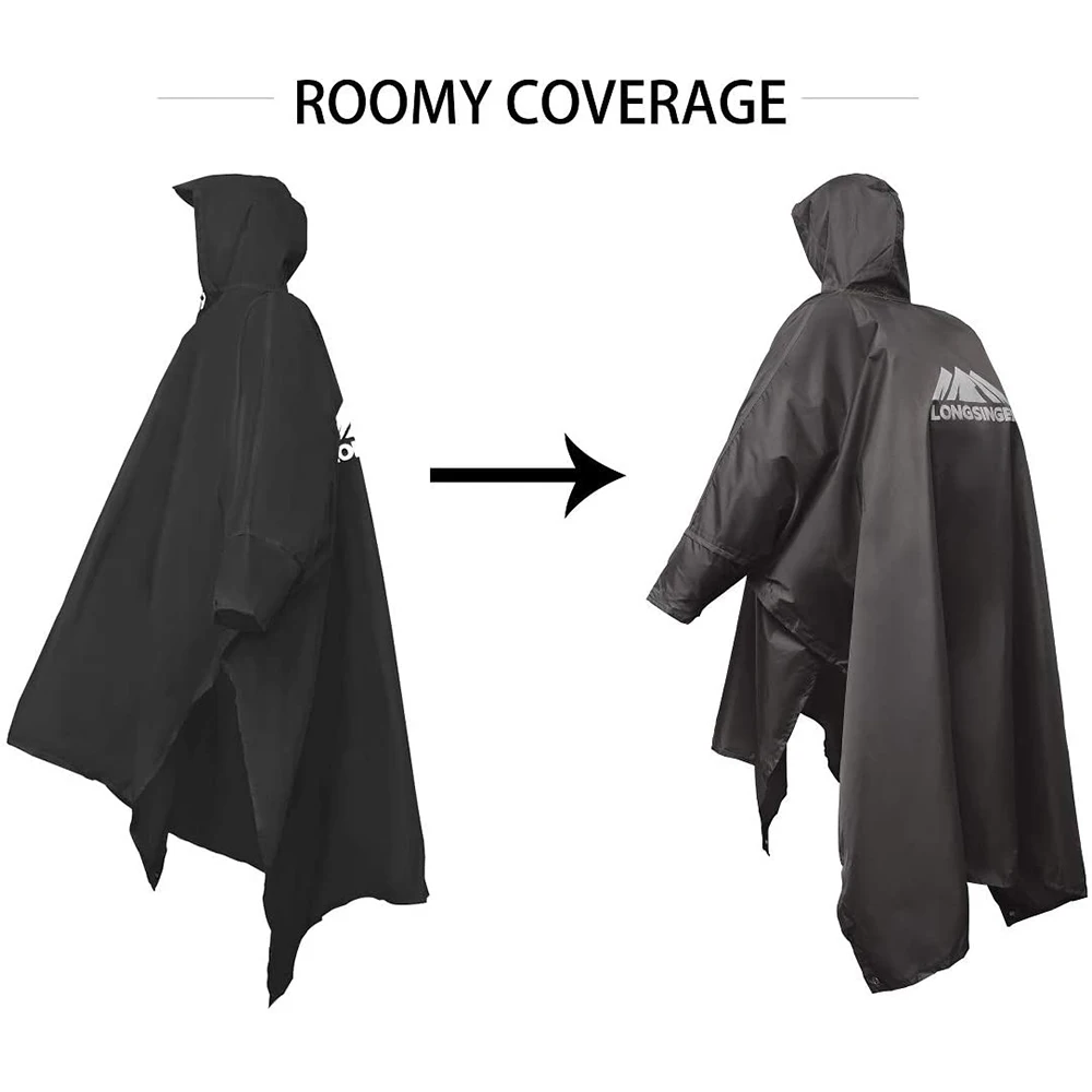 Raincoat 3 In 1 Outdoor Portable Reusable Waterproof Lightweight Raincoat Men Women Adjustable Hood and Arms for Hiking Hunting Climb