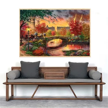 

Thomas Kinkade Landscape Winter Night Nature Flower Tree Painting Autumn Spring Wall Pictures for Living Room Decoration Cuadros