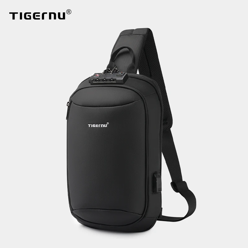 - Tigernu 2021 New Fashion Men High Quality Crossbody Bag Splashproof Chest Bag AntiTheft USB Charging Casual Chest Bags Male Bag