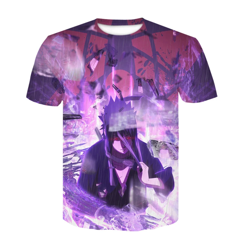 Мужская одежда 2019 Аниме Наруто футболка с коротким рукавом Повседневная 3D Uchiha