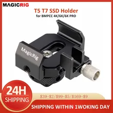MAGICRIG Mount for Samsung T5 T7 SSD Holder for BMPCC 4K/6K /6K PRO Camera Cage with Adjustable SSD Card Clamp &USB-C Cable Lock