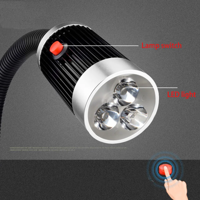 Magnetic Base LED Machine Light 9W 24V/220V Soft Rod Aluminum High Power CNC Working Light Working Table Lamp Magnet Mounted