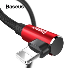 Baseus, USB кабель для передачи данных, локоть, 90 градусов, провод для iPhone 11 XS, игровой зарядный шнур, двусторонний кабель для быстрой зарядки